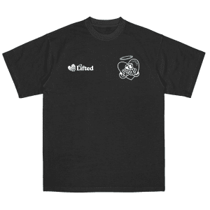 The "Halo Heart" T-Shirt - Blue on Black